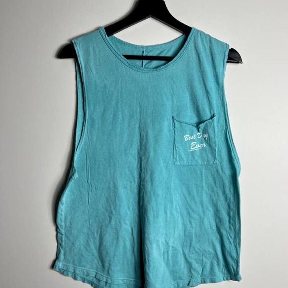 good hYOUman. | Best Day Ever Riley Pocket Tank | Peacock Teal - Picture 2 of 6